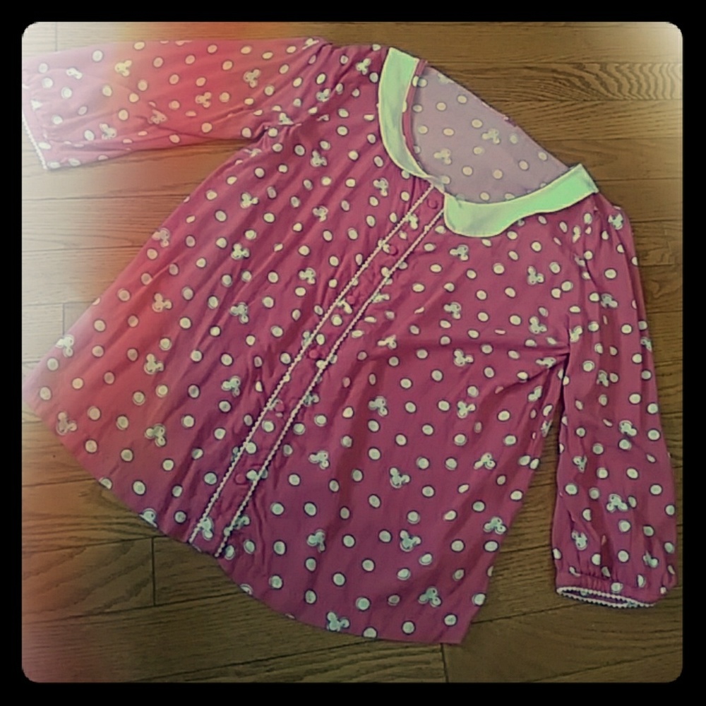 Lauren Conrad Disney pink & white blouse